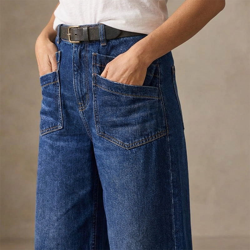 Lucía – Jeans casuales de mujer de cintura alta y pierna ancha elegante
