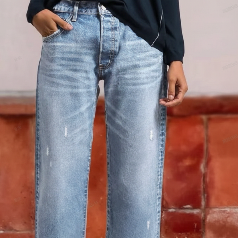 Isabel – Vaqueros rectos cortos elegantes para mujer
