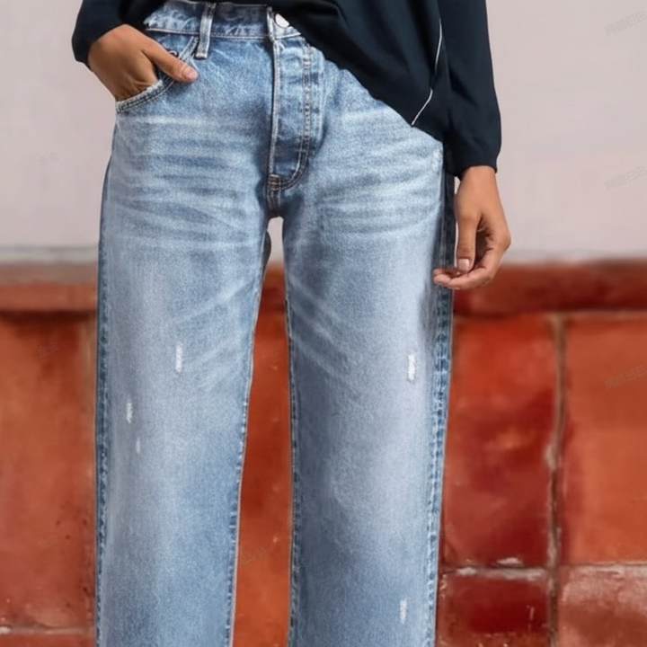 Isabel – Vaqueros rectos cortos elegantes para mujer