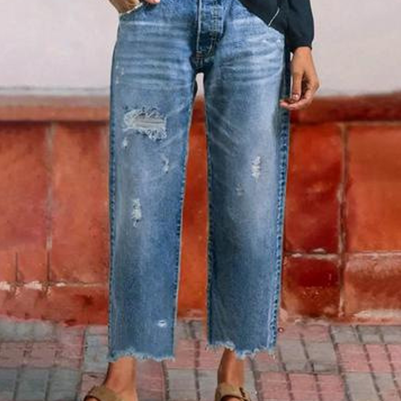 Isabel – Vaqueros rectos cortos elegantes para mujer